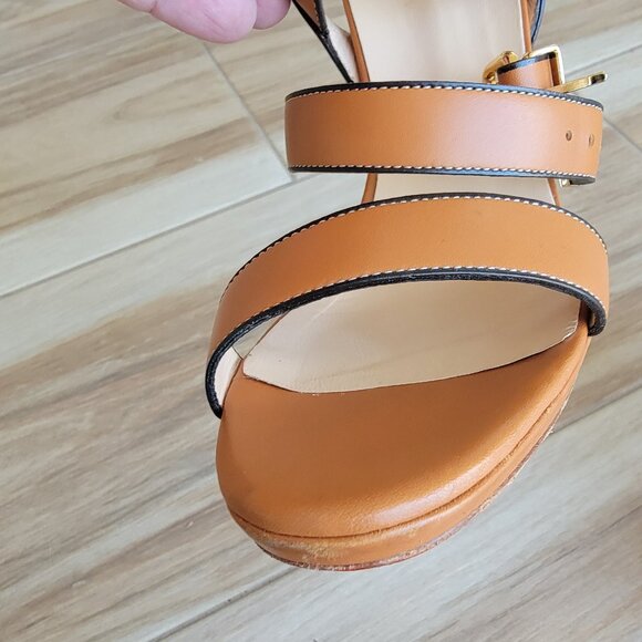 Christian Louboutin Funky 120 Tan Leather Gladiator Sandal Strap Shoes Eur. 37.5 - Picture 15 of 15